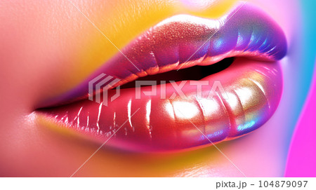 Trendy beautiful woman lips, close up, abstract view, art style, kiss, fashion makeup concept Trendy beautiful woman lips, close up, abstract view, art style, kiss, fashion makeup concept 104879097