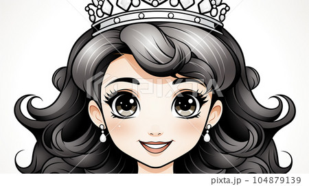 Painted fairy princess with long hair, cartoon character, children's stories 104879139