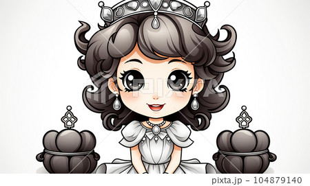 Painted fairy princess with long hair, cartoon character, children's stories 104879140