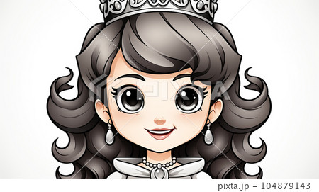 Painted fairy princess with long hair, cartoon character, children's stories 104879143