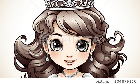 Painted fairy princess with long hair, cartoon character, children's stories 104879150
