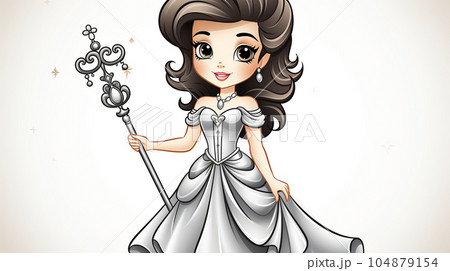 Painted fairy princess with long hair, cartoon character, children's stories Painted fairy princess with long hair, cartoon character, children's stories 104879154