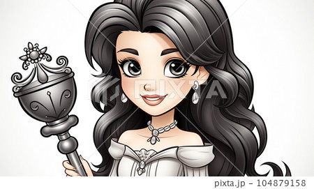 Painted fairy princess with long hair, cartoon character, children's stories 104879158