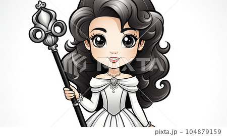 Painted fairy princess with long hair, cartoon character, children's stories 104879159