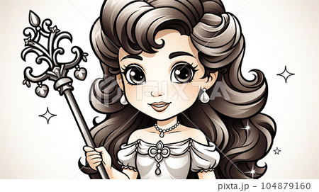 Painted fairy princess with long hair, cartoon character, children's stories 104879160