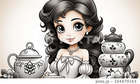 Painted fairy princess with long hair, cartoon character, children's stories Painted fairy princess with long hair, cartoon character, children's stories 104879163