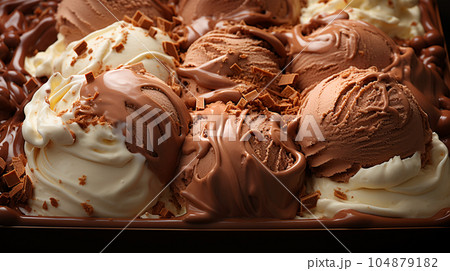 Delicious home made ice cream with coffee, desert menu, sweet concept Delicious home made ice cream with coffee, desert menu, sweet concept 104879182