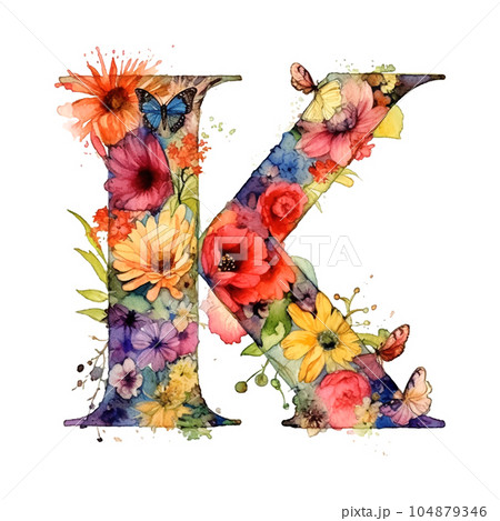 Modern monogram K watercolor, great design for any purposes. alphabet Modern monogram K watercolor, great design for any purposes. alphabet 104879346