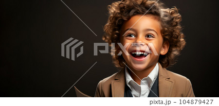 Portrait Little happy schoolboy with a book, school learning concept Portrait Little happy schoolboy with a book, school learning concept 104879427