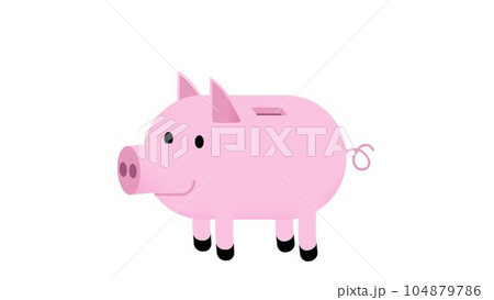 Isolated piggy bank on white background, gray background and green background. Green screen. Beautiful piggy bank and flying coin. Pink pig that keeps money. 104879786
