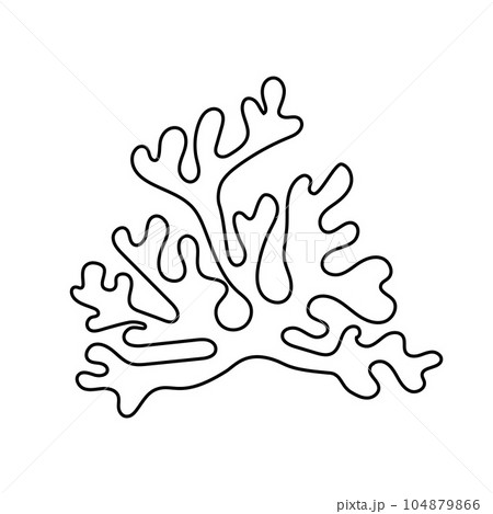Doodle Coral outline. Vector icon isolated. Concept the world day ocean, sea plants. 104879866