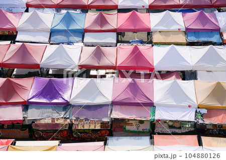 Colorful Roof of Tonsai Market at Bearing, Bangkok 104880126