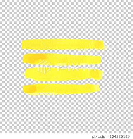Yellow stripes, brush strokes. Watercolor illustration, hand drawn. Set of isolated objects on a white background. 104880139