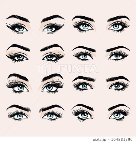 Vector Hand Drawn Woman s, Female Sexy Eyes, Perfectly Shaped Eyelashes, Eyebrows. Design Template for Business Visit Card, Logo, Advertising Mascara, Makeup, Cosmetics, Beauty Services, Salon Vector Hand Drawn Woman s, Female Sexy Eyes, Perfectly Shaped Eyelashes, Eyebrows. Design Template for Business Visit Card, Logo, Advertising Mascara, Makeup, Cosmetics, Beauty Services, Salon 104881296