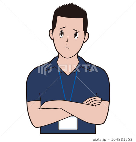 腕を組んで考える男性インストラクター 104881552