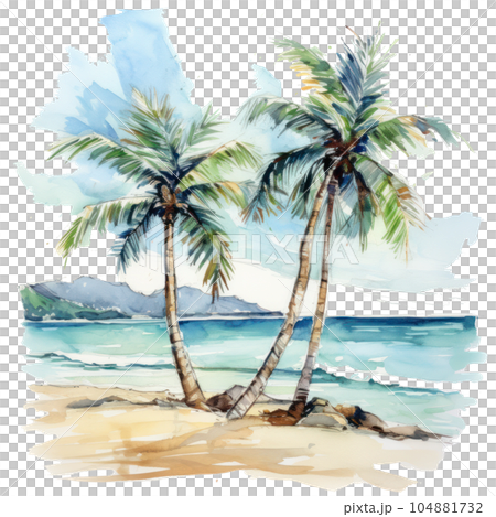 Watercolor tropical background. Illustration AI Generative Watercolor tropical background. Illustration AI Generative 104881732