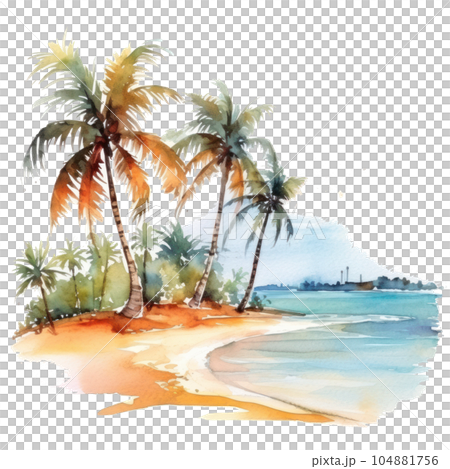 Watercolor tropical background. Illustration AI Generative Watercolor tropical background. Illustration AI Generative 104881756