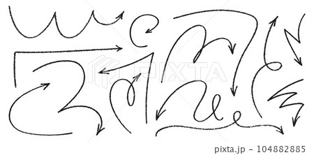 Doodle emphasis arrow icon. Design quirky twist zigzag line, spring coil, curve wave. Vector illustration 104882885