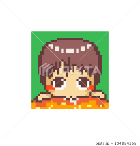 Pixel Art Cute Anime Boy Eats a Gigantic Burger - Ideal for Emojis, Prints and More. 104884368