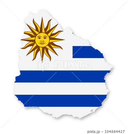 Uruguay flag map with clipping path 3d illustration 104884427