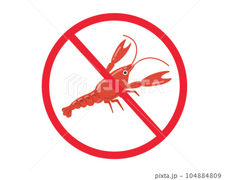 アメリカザリガニの放流禁止マークのイラスト アメリカザリガニの放流禁止マークのイラスト 104884809