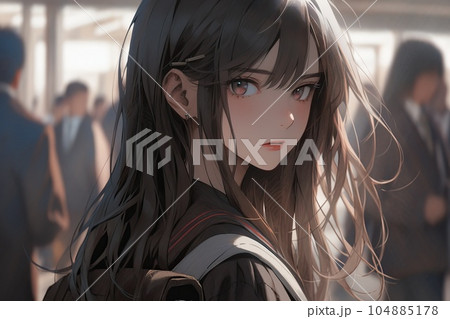 Japan Girls' education model, illustration, generative ai 104885178