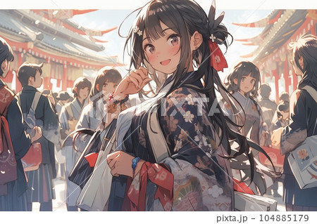 Japan Girls' education model, illustration, generative ai Japan Girls' education model, illustration, generative ai 104885179