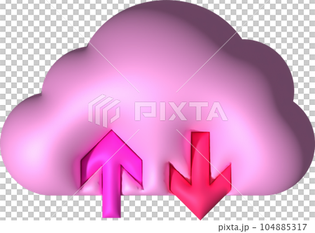 3d illustration icon upload data cloud system data loading symbol. 104885317