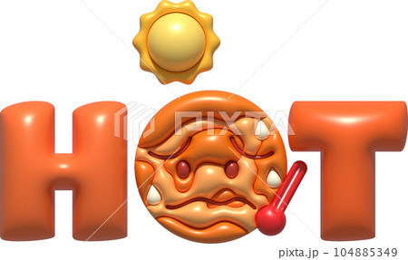 3D illustration. Text HOT. Global warming causes global warming 3D illustration. Text HOT. Global warming causes global warming 104885349