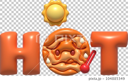 3D illustration. Text HOT. Global warming causes global warming 3D illustration. Text HOT. Global warming causes global warming 104885349