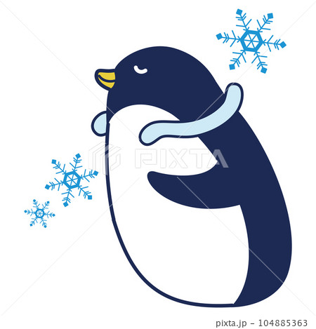 クールネックリングを付けるペンギンのイラスト クールネックリングを付けるペンギンのイラスト 104885363