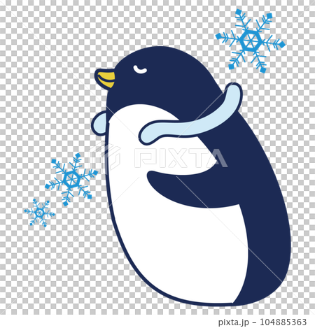 クールネックリングを付けるペンギンのイラスト クールネックリングを付けるペンギンのイラスト 104885363