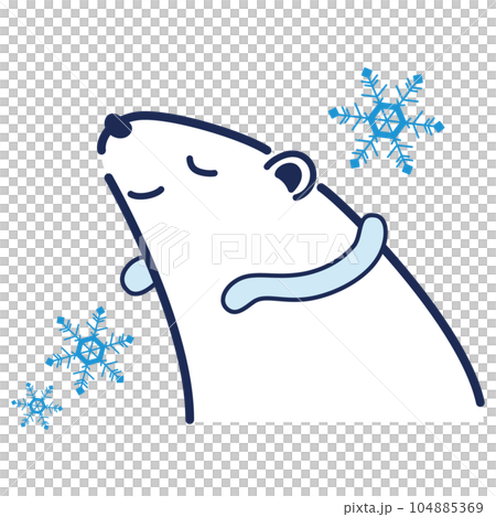 クールネックリングを付けるシロクマのイラスト クールネックリングを付けるシロクマのイラスト 104885369
