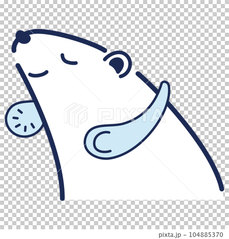 首にかける扇風機(ネックファン)を使うシロクマのイラスト 首にかける扇風機(ネックファン)を使うシロクマのイラスト 104885370