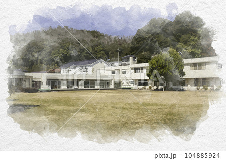 水彩画風　安芸高田市多文化共生センターきらり　広島県安芸高田市 104885924