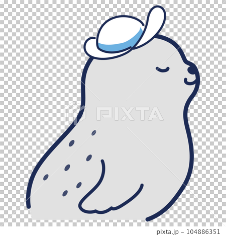 Illustration of a seal wearing a hat Illustration of a seal wearing a hat 104886351