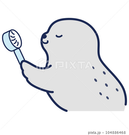 ミニ扇風機を使うアザラシのイラスト 104886468