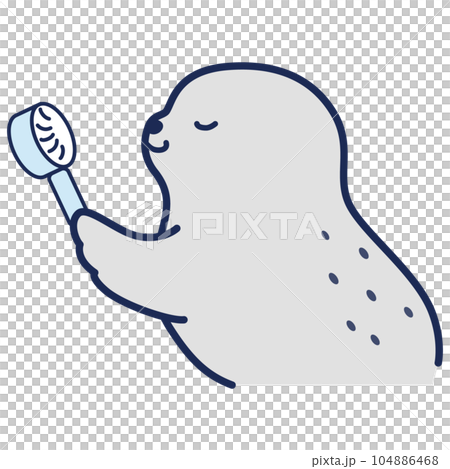 ミニ扇風機を使うアザラシのイラスト 104886468