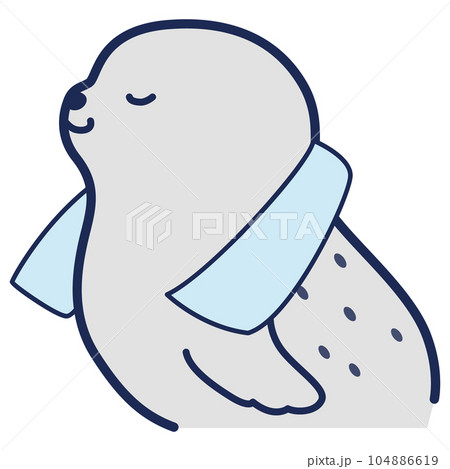 クールタオルを首にかけたアザラシのイラスト クールタオルを首にかけたアザラシのイラスト 104886619