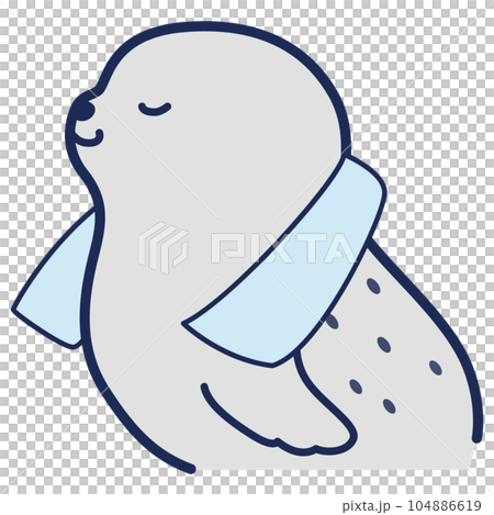 クールタオルを首にかけたアザラシのイラスト クールタオルを首にかけたアザラシのイラスト 104886619