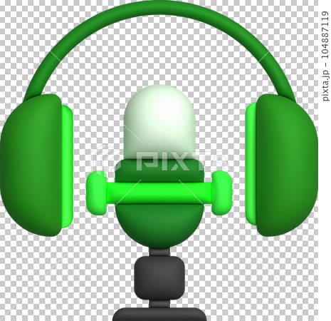 3D illustration, microphone, sound recorder and headphones. 3D illustration, microphone, sound recorder and headphones. 104887119
