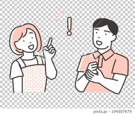 ひらめいた男女の介護士のベクターイラスト素材／ホームヘルパー 104887679