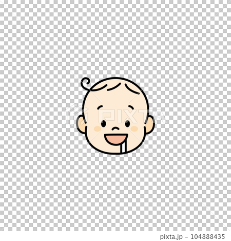 赤ちゃん　ベビー　顔　イラスト　アイコン　よだれ 104888435