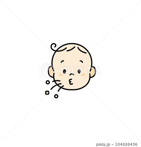 赤ちゃん　ベビー　顔　イラスト　アイコン　食べ物を吹き飛ばす 104888436