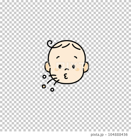 赤ちゃん　ベビー　顔　イラスト　アイコン　食べ物を吹き飛ばす 104888436