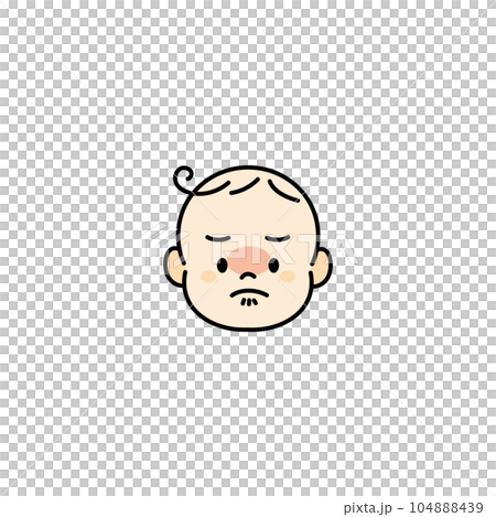 赤ちゃん　ベビー　顔　イラスト　アイコン　きばる 104888439