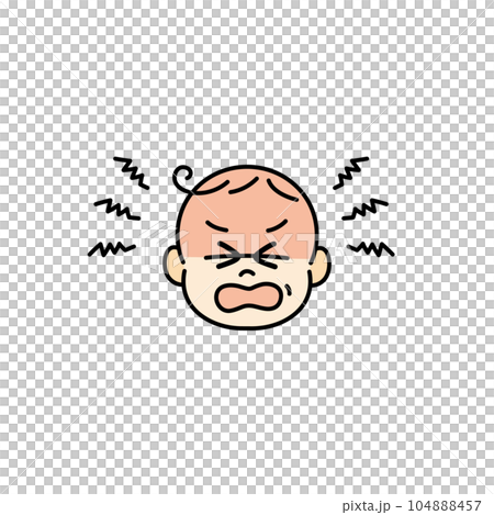 赤ちゃん　ベビー　顔　イラスト　アイコン　ギャン泣き 104888457