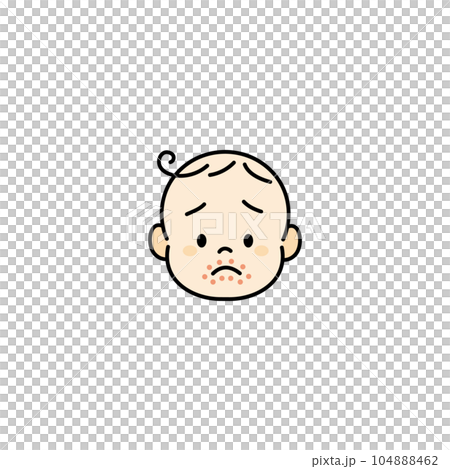 赤ちゃん ベビー 顔 イラスト アイコン 体調不良 アレルギー 赤ちゃん ベビー 顔 イラスト アイコン 体調不良 アレルギー 104888462