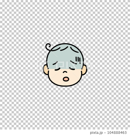 赤ちゃん　ベビー　顔　イラスト　アイコン　体調不良　ぐったり 104888463