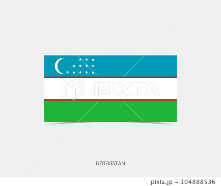 Uzbekistan Rectangle flag icon with shadow. 104888536